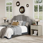 Set of 2 Nightstand with 1 Drawer and Open Storage