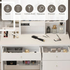 39.4 Wide Makeup Vanity Set with Stool and Mirror