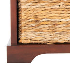 Brown Woven Storage Basket Bench - 33.5 x 16.1 x 19.9 - 34Wx16Dx20H