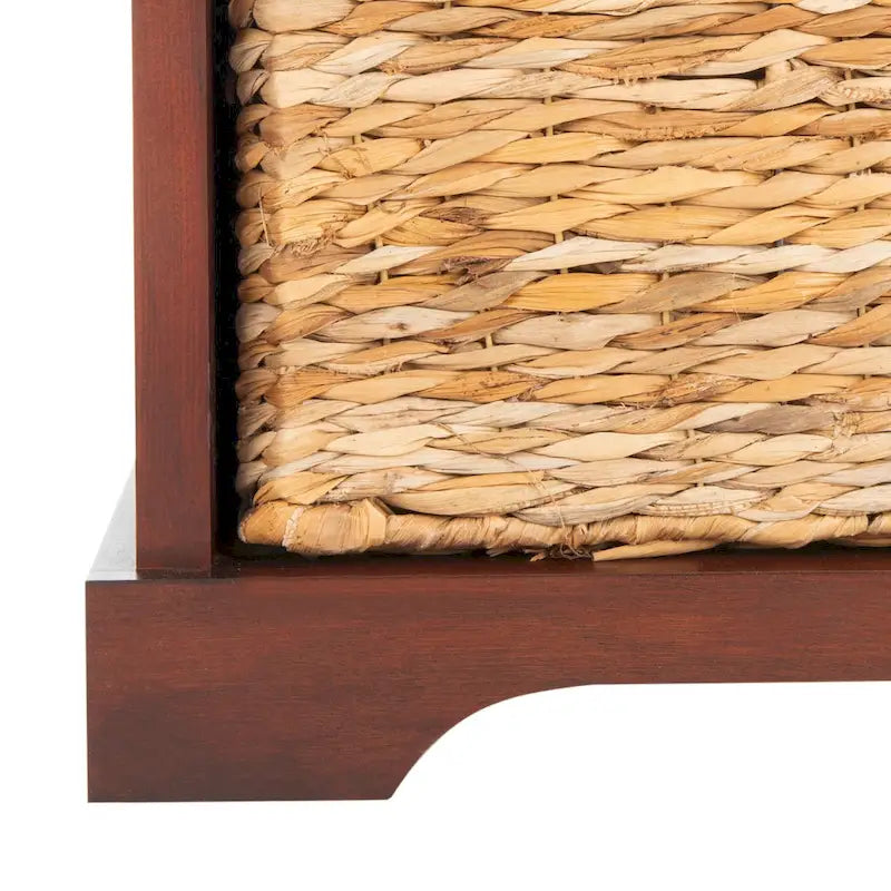 Brown Woven Storage Basket Bench - 33.5 x 16.1 x 19.9 - 34Wx16Dx20H