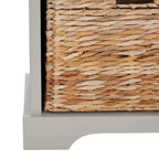 Brown Woven Storage Basket Bench - 33.5 x 16.1 x 19.9 - 34Wx16Dx20H