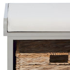 Brown Woven Storage Basket Bench - 33.5 x 16.1 x 19.9 - 34Wx16Dx20H