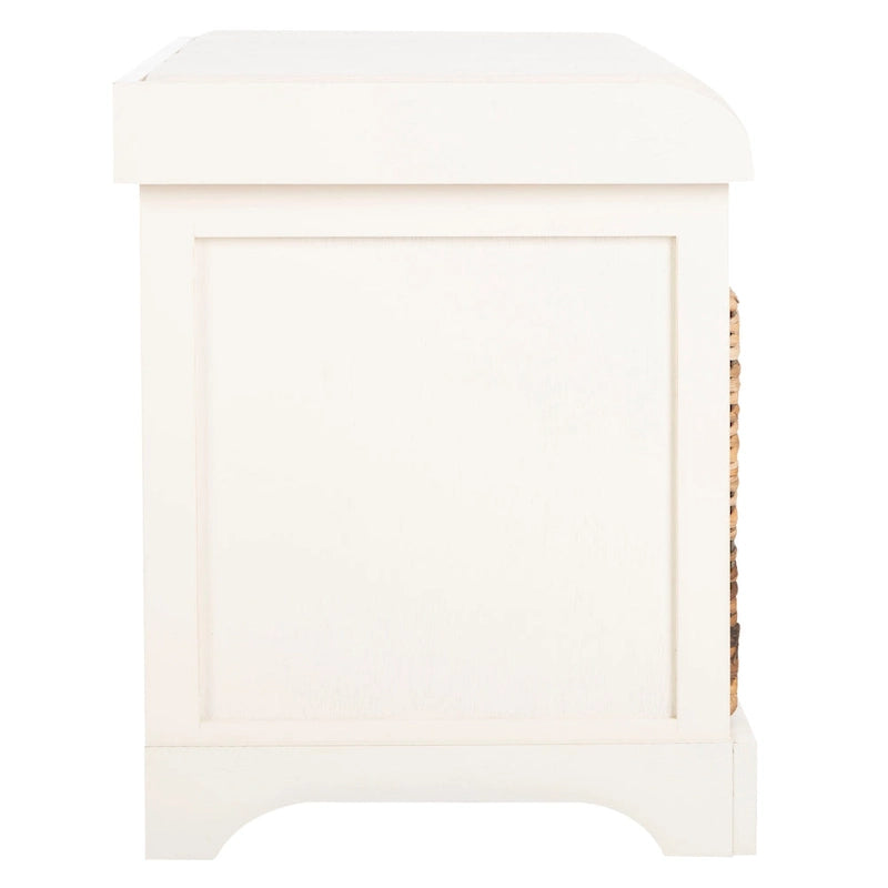 Brown Woven Storage Basket Bench - 33.5 x 16.1 x 19.9 - 34Wx16Dx20H