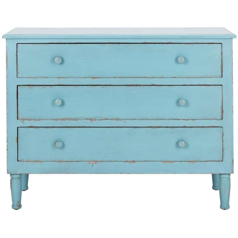 Distressed Blue 3-Drawer Storage Chest