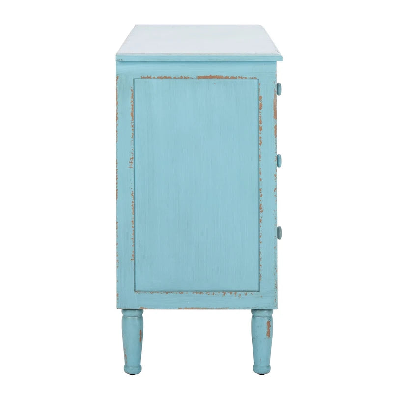 Distressed Blue 3-Drawer Storage Chest