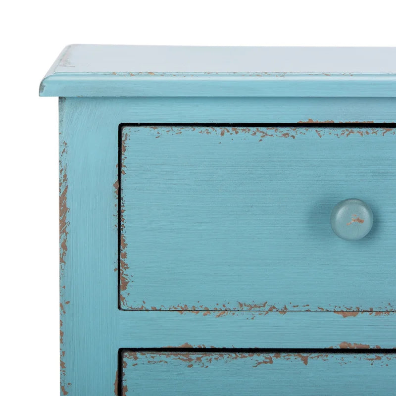 Distressed Blue 3-Drawer Storage Chest