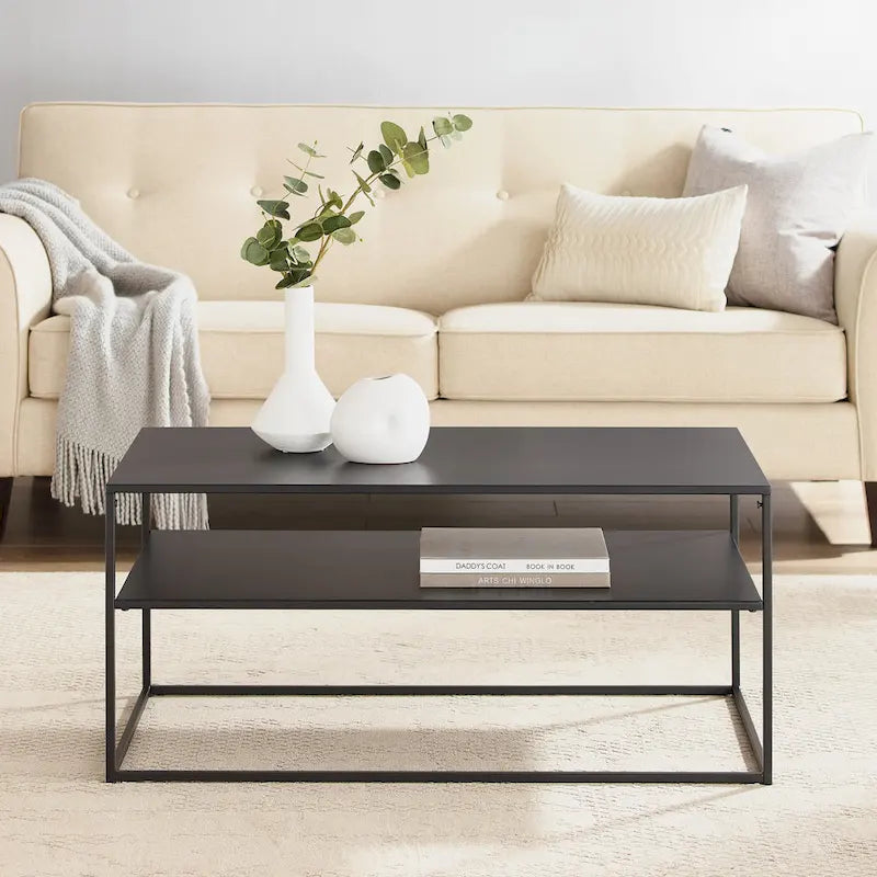 Black Steel Coffee Table - 38" x 18" x 17"