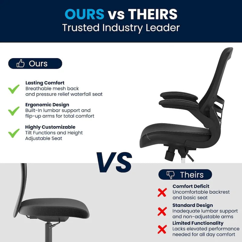 Mid-Back Mesh Swivel Ergonomic Task Office Chair with Flip-Up Arms