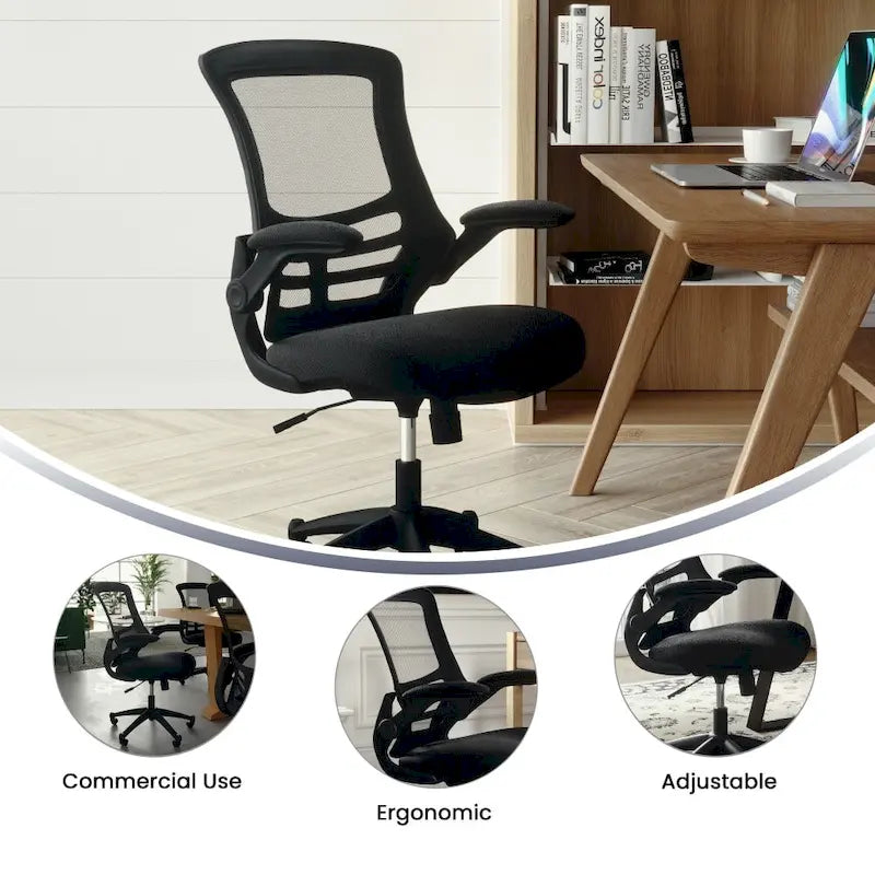 Mid-Back Mesh Swivel Ergonomic Task Office Chair with Flip-Up Arms