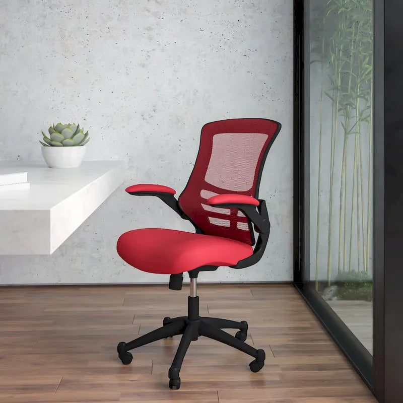 Mid-Back Mesh Swivel Ergonomic Task Office Chair with Flip-Up Arms