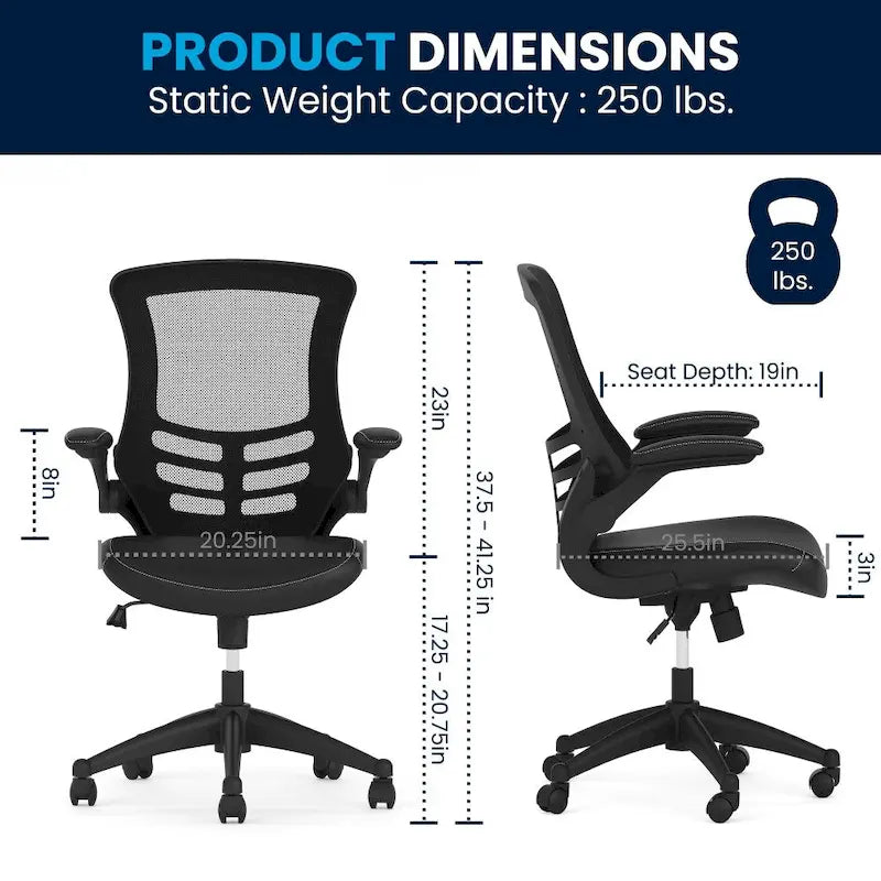 Mid-Back Mesh Swivel Ergonomic Task Office Chair with Flip-Up Arms