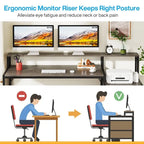 63 Computer Desk with Monitor Stand, Ergonomic Home Office Desks with Drawers File Cabinet