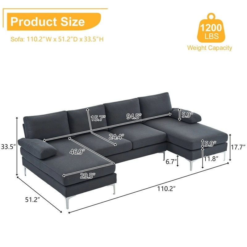 U-Shaped 4-Seat Indoor Sectional Sofa