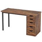 47-inch Computer Desk with 5-drawer, Wood and Metal Writing Desk for Study Living Room