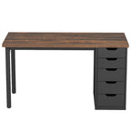47-inch Computer Desk with 5-drawer, Wood and Metal Writing Desk for Study Living Room