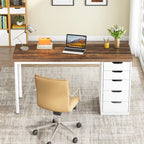 47-inch Computer Desk with 5-drawer, Wood and Metal Writing Desk for Study Living Room