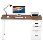 47-inch Computer Desk with 5-drawer, Wood and Metal Writing Desk for Study Living Room