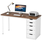 47-inch Computer Desk with 5-drawer, Wood and Metal Writing Desk for Study Living Room