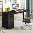 47-inch Computer Desk with 5-drawer, Wood and Metal Writing Desk for Study Living Room