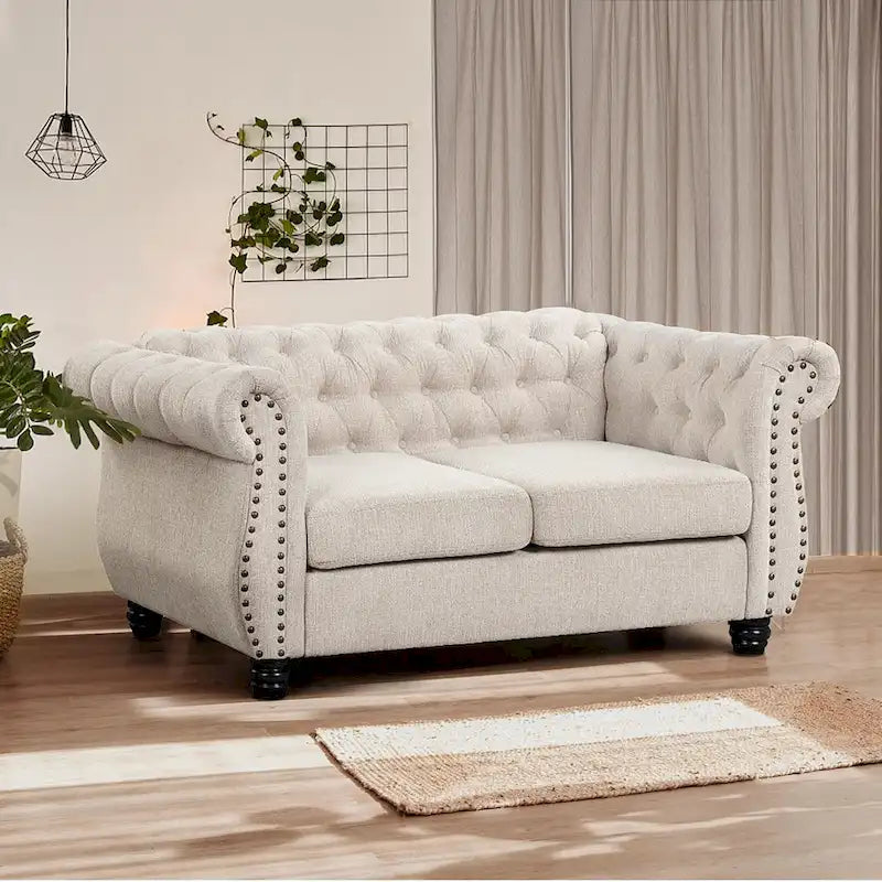 Morden Fort Loveseat Tufted Upholstered Chesterfield Two-seater Sofa Couch