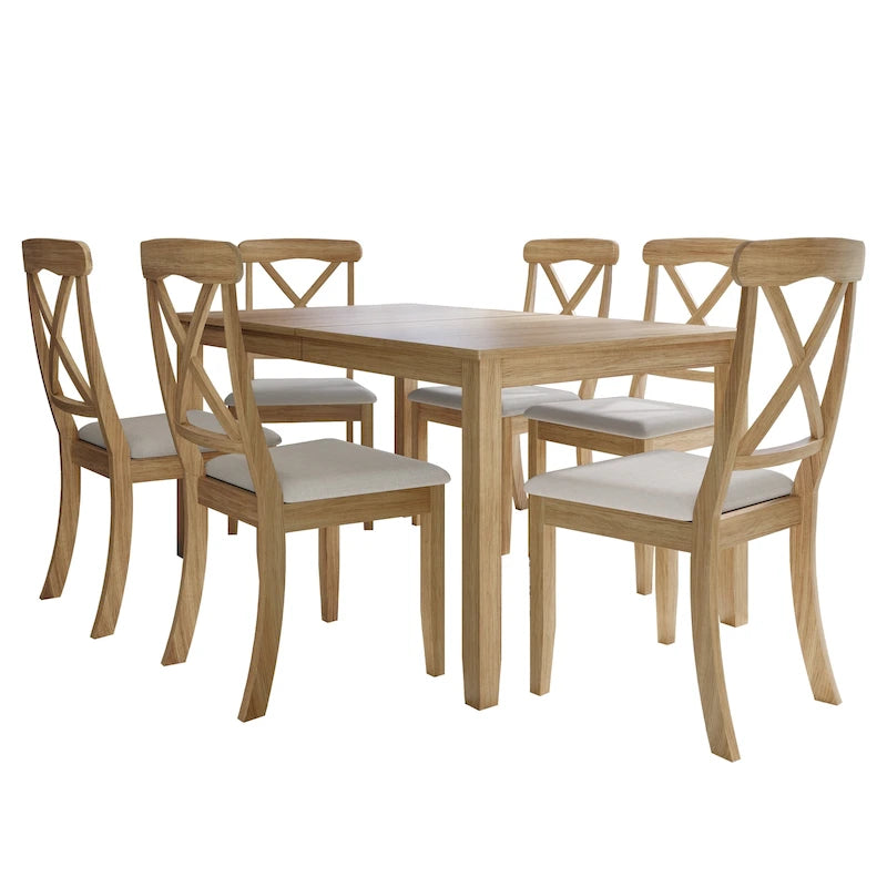 CraftPorch Farmhouse Style 7-piece Wooden Dining Set