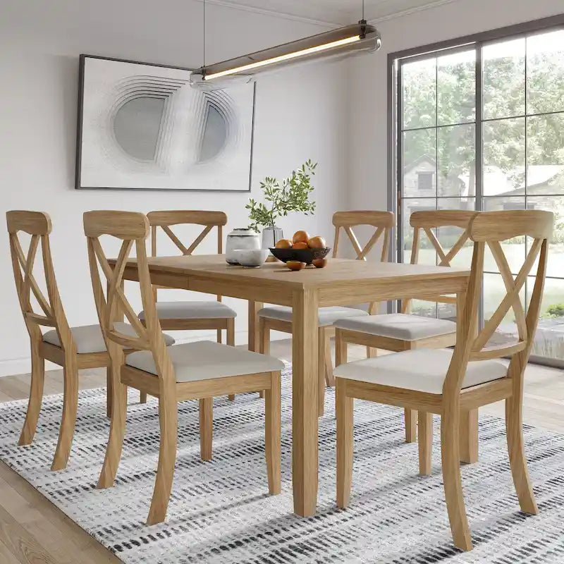 CraftPorch Farmhouse Style 7-piece Wooden Dining Set