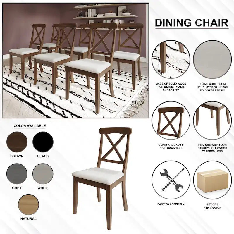 CraftPorch Farmhouse Style 7-piece Wooden Dining Set