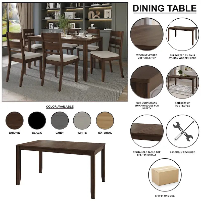 CraftPorch Farmhouse Style 7-piece Wooden Dining Set