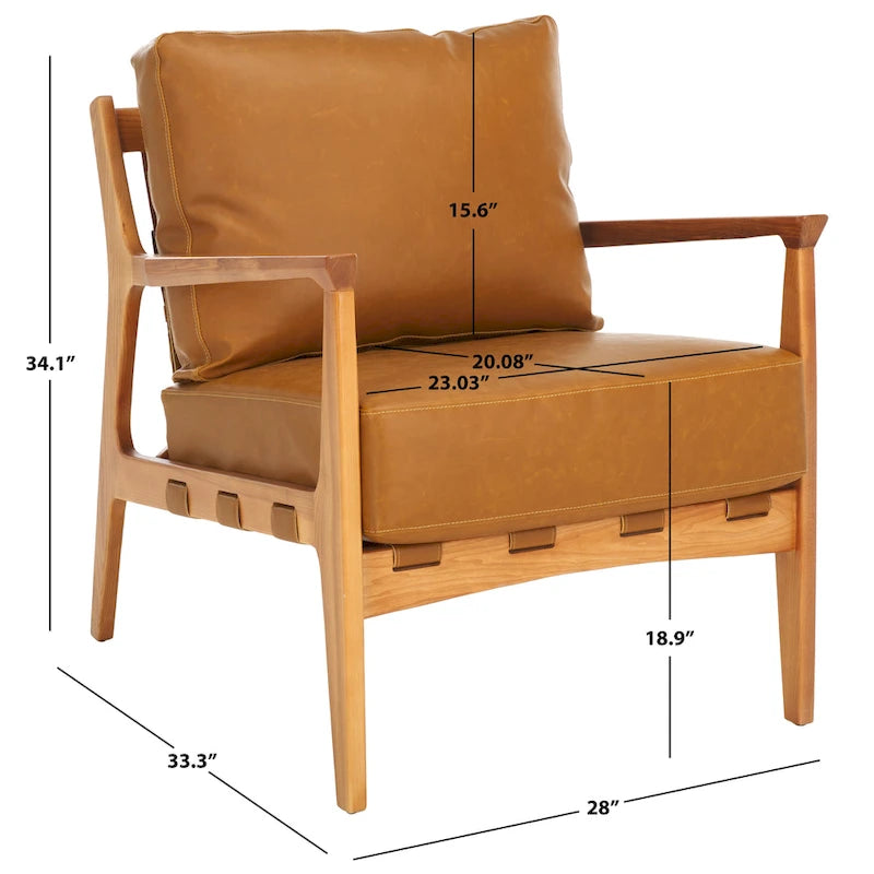 Solid Wood Accent Chair with Cushion (Fully Assembled) - 28 In. W x 33 In. D x 34 In. H - 28Wx33Dx34H