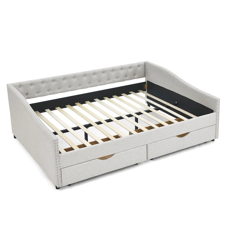 Daybed with Drawers Upholstered Tufted