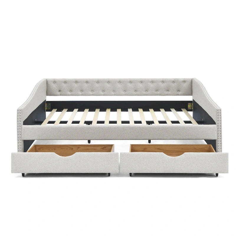 Daybed with Drawers Upholstered Tufted