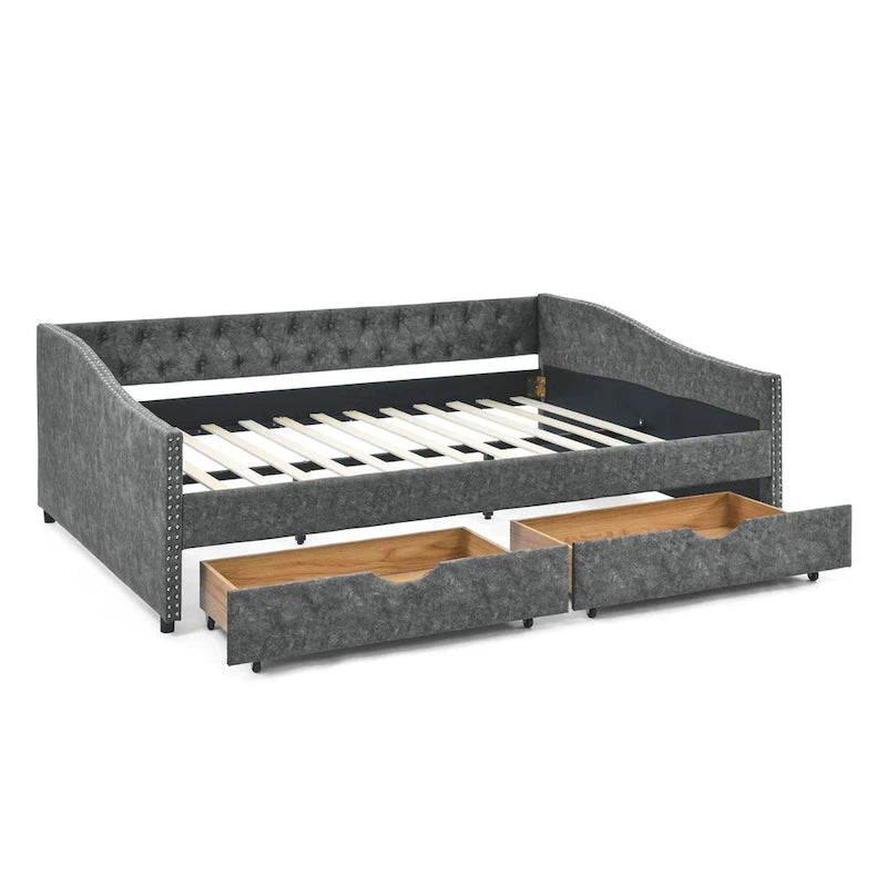Daybed with Drawers Upholstered Tufted