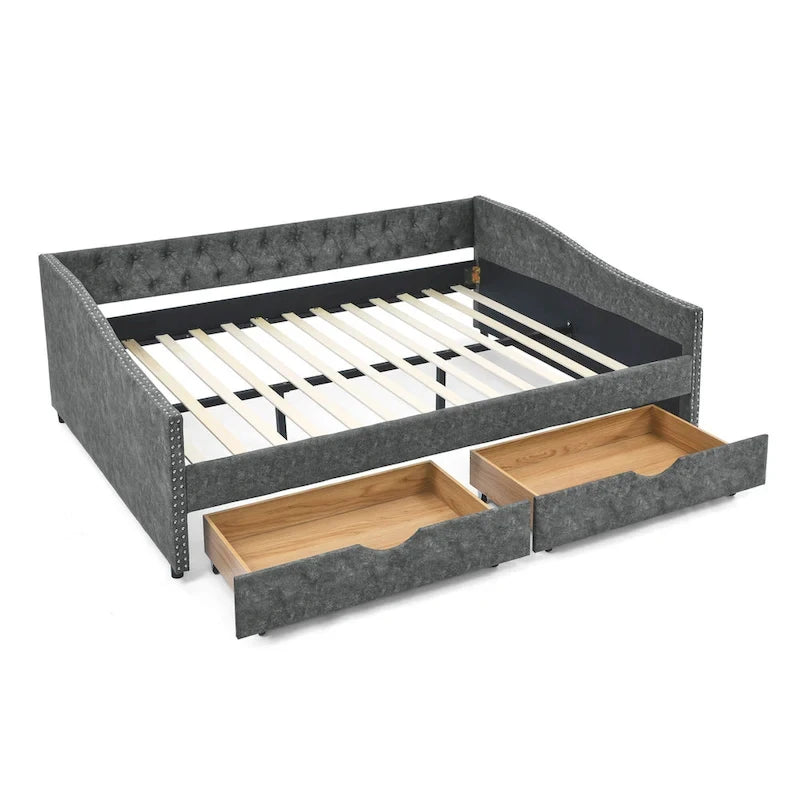 Daybed with Drawers Upholstered Tufted