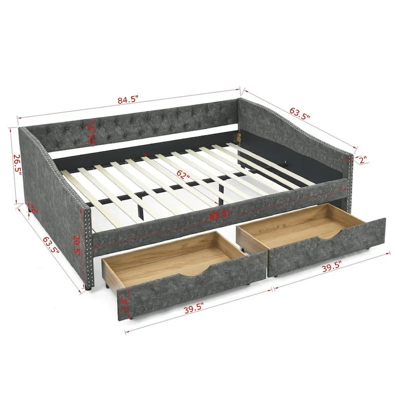 Daybed with Drawers Upholstered Tufted