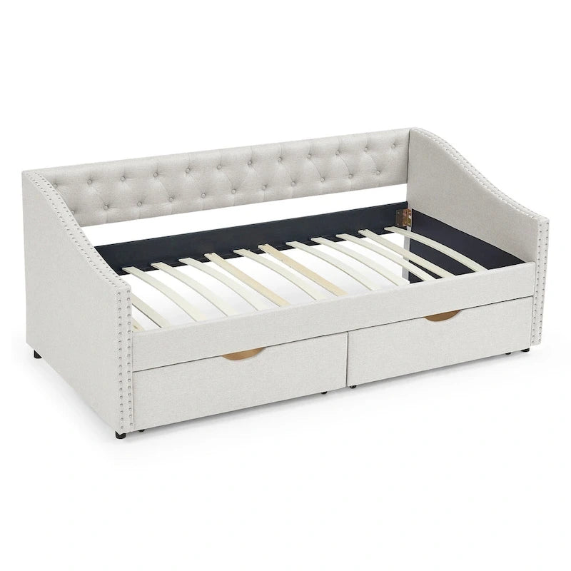 Daybed with Drawers Upholstered Tufted