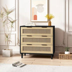 3-Drawers Rattan Storage Cabinet Rattan Drawer Dressers