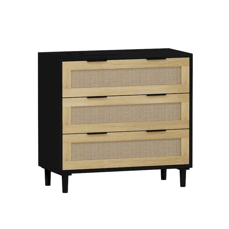 3-Drawers Rattan Storage Cabinet Rattan Drawer Dressers