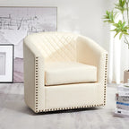 29 Wide Tufted PU Leather Swivel Barrel Chair