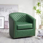 29 Wide Tufted PU Leather Swivel Barrel Chair