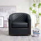 29 Wide Tufted PU Leather Swivel Barrel Chair
