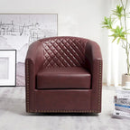 29 Wide Tufted PU Leather Swivel Barrel Chair