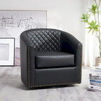 29 Wide Tufted PU Leather Swivel Barrel Chair