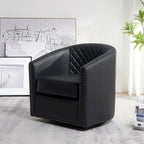 29 Wide Tufted PU Leather Swivel Barrel Chair