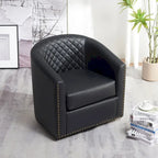 29 Wide Tufted PU Leather Swivel Barrel Chair