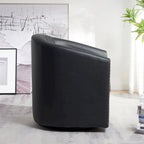 29 Wide Tufted PU Leather Swivel Barrel Chair