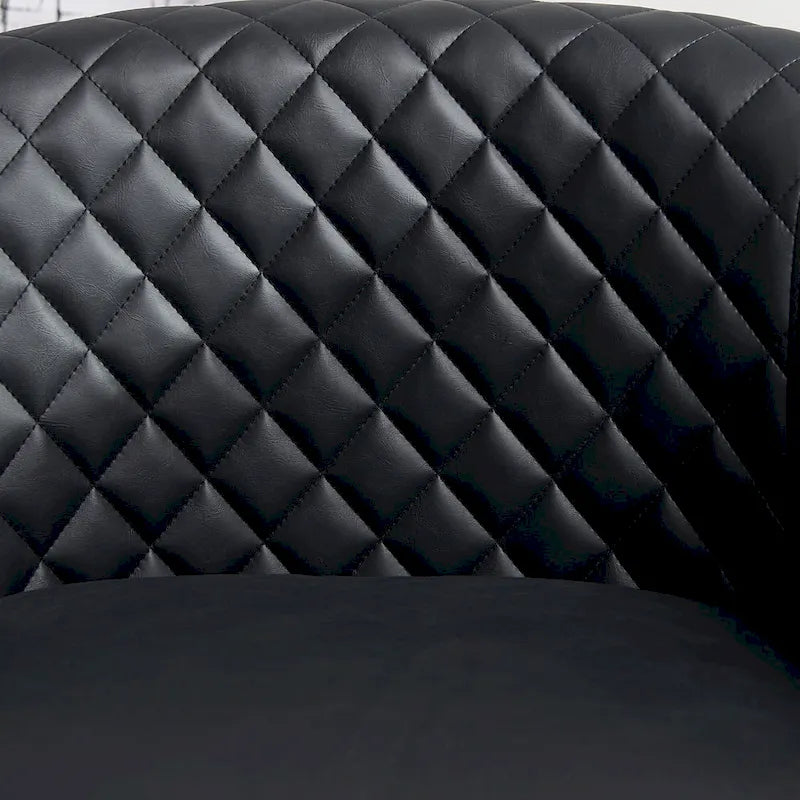29 Wide Tufted PU Leather Swivel Barrel Chair