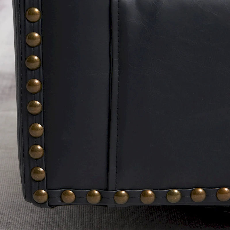 29 Wide Tufted PU Leather Swivel Barrel Chair