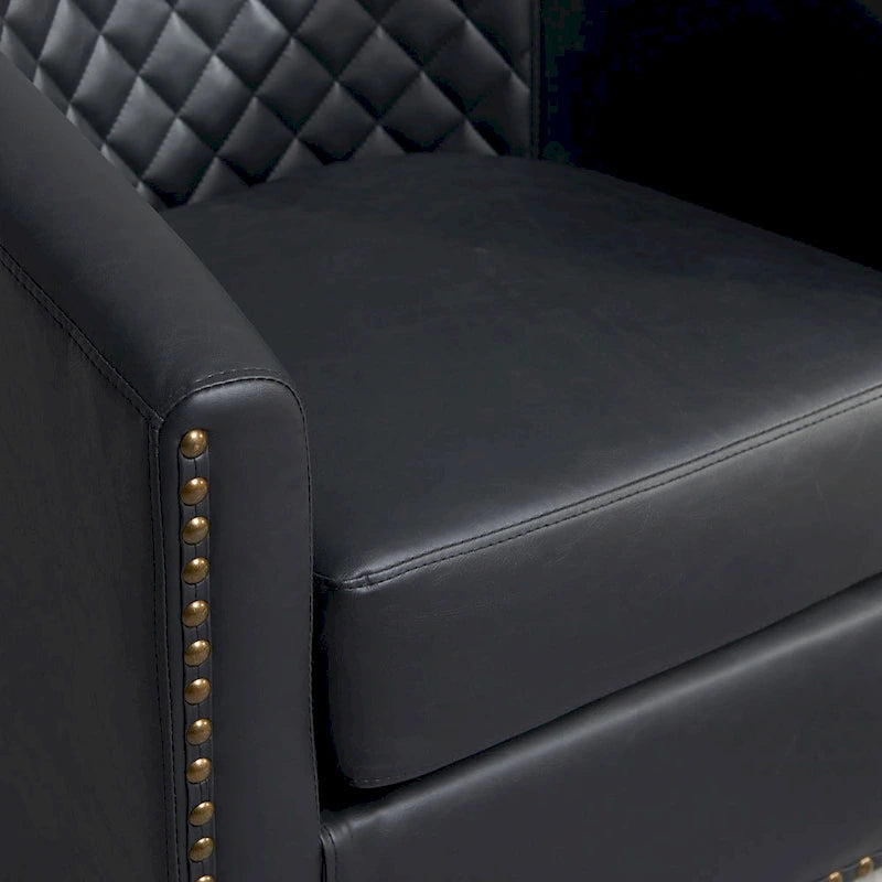 29 Wide Tufted PU Leather Swivel Barrel Chair