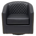 29 Wide Tufted PU Leather Swivel Barrel Chair