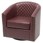 29 Wide Tufted PU Leather Swivel Barrel Chair